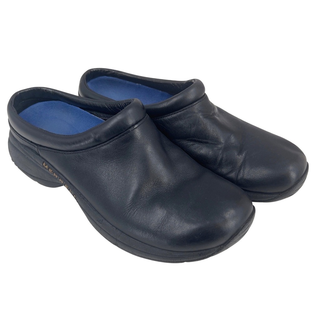 Merrell Womens Encore Nova Mule Clog Black Leather Slip On Comfort Shoe 9.5